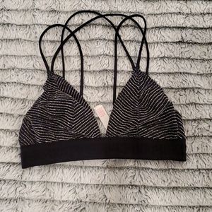 VictoriasSecret PINK blk w/ Silver stripe bralette